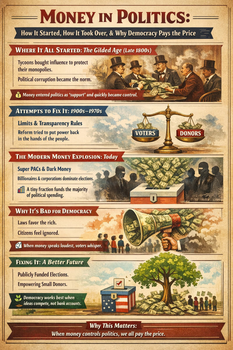 money in politics infographic Corruption and history of money in politics. Why we need to get money out of politics