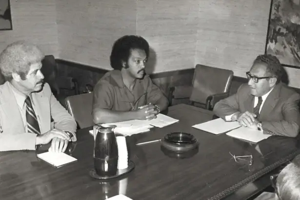 Black and white photo of reverend jesse jackson