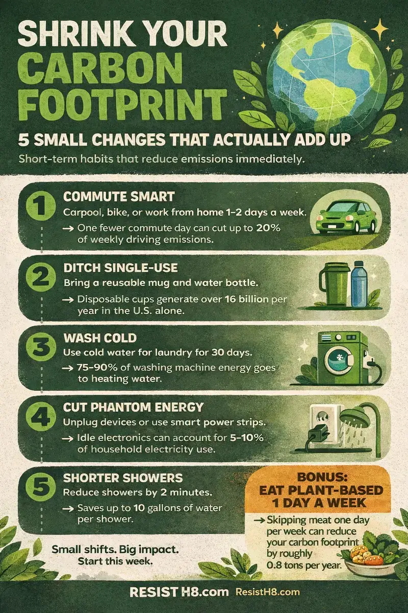 carbon footprint 5 tips infographic 5 ways to shrink your carbon footprint infographic