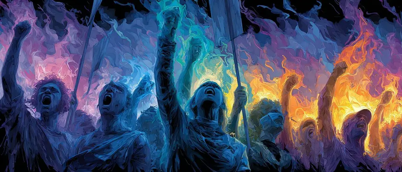 colorful activism Colorful illustration of protesters. Activists and activism