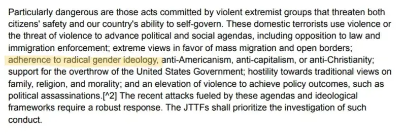 screenshot Trans people terrorists leaked ag memo
