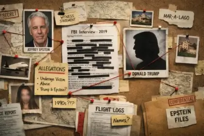 Evidence board for the epstein case generated by ai