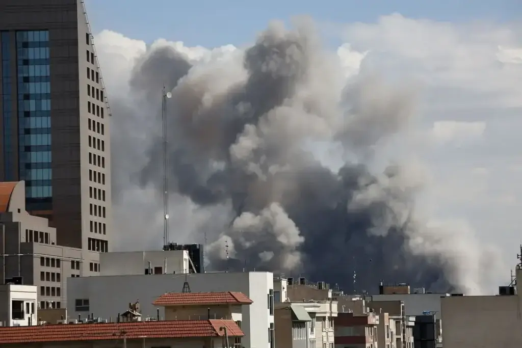 Smoke from a strike in tehran. Carbon emissions