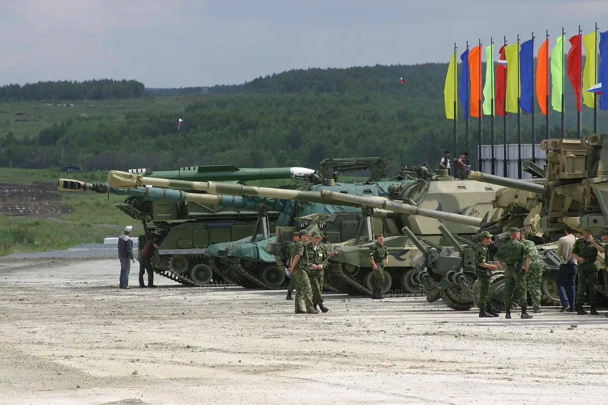 Russian military tanks and soldiers. Russia is feeding intelligence to iran to help them in the war against the u. S.