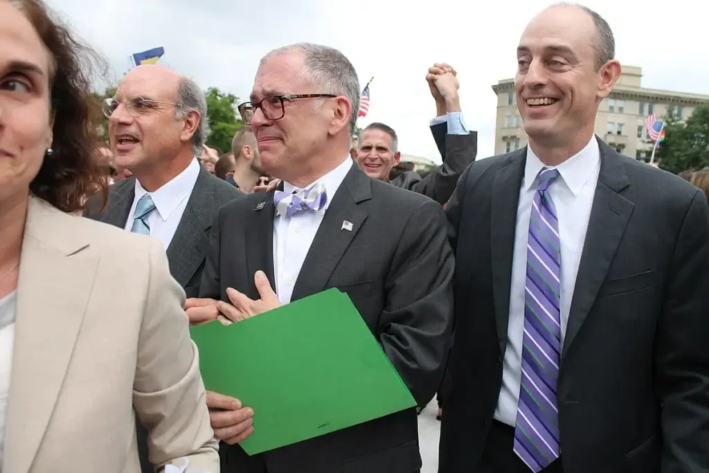 Gay marriage rally outside supreme court reacting to the ruling.