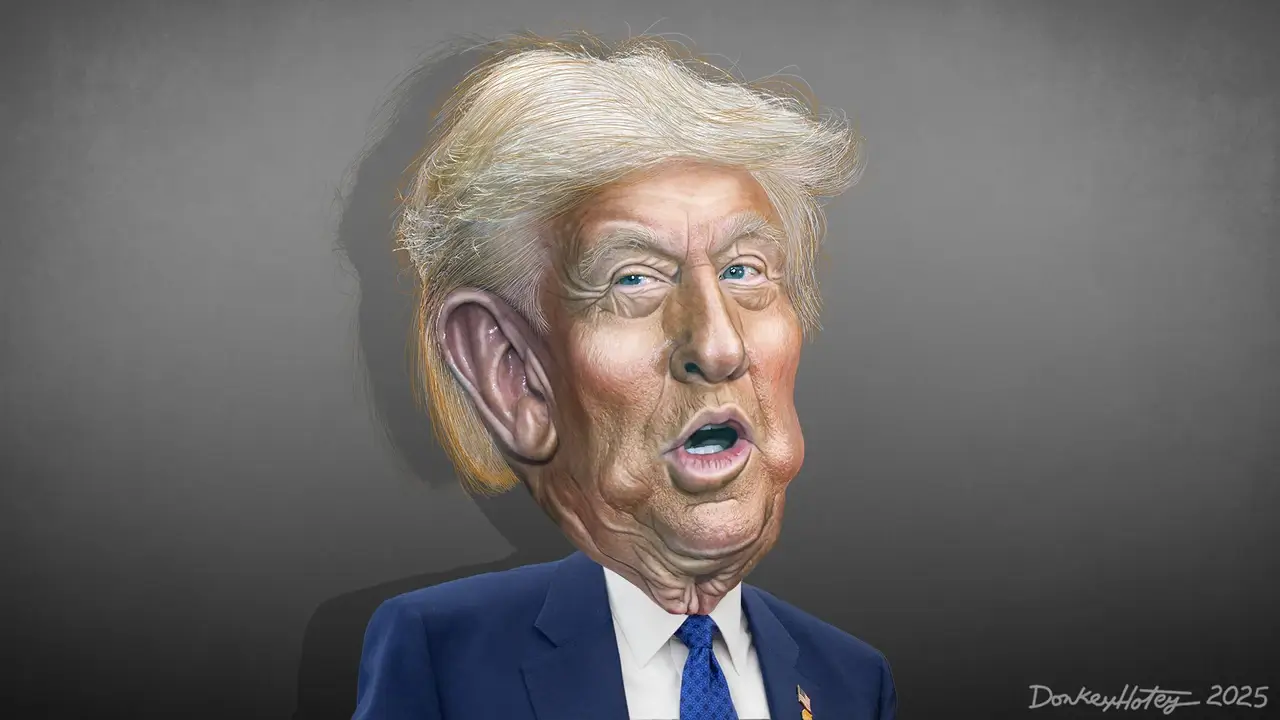 Caricature of donald trump with big ears
