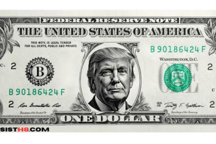 Donald trump’s face on a us$1 bill. Trump calls his fundraiser every night