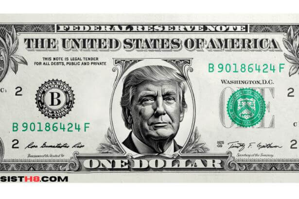 Donald trump’s face on a us$1 bill. Trump calls his fundraiser every night