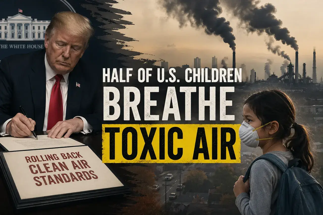 kids breathe toxic air Half of us kids breathe toxic air
