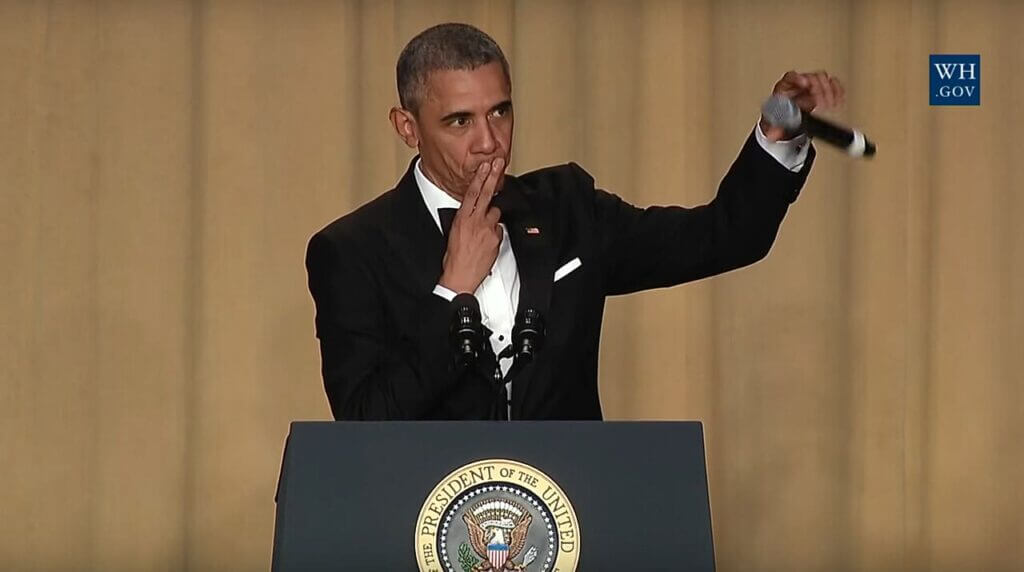 President obama’s mic drop after his speech—where he roasted donald trump—at the 2016 white house correspondents' dinner. Michigan senate race