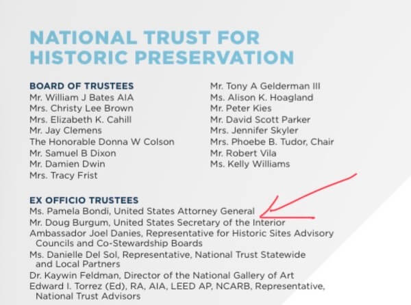 pam bondi name nat board White house ballroom court case against the national
