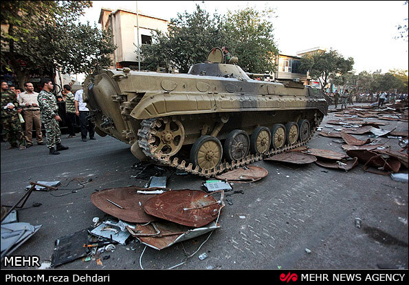 tank destroying satellite dishes Tank destroying satellite dishes in iran. Christian satellite tv in iran