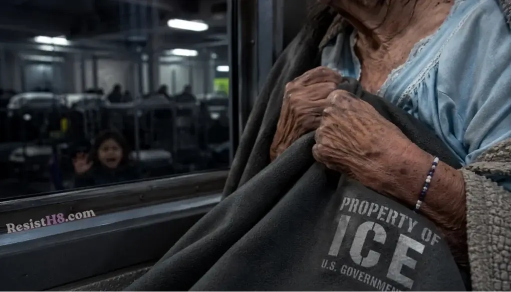 85 year old detained An 85-year-old widow of a member of the military clutches a blanket inside an ice detention facility, where she spent 16 days.