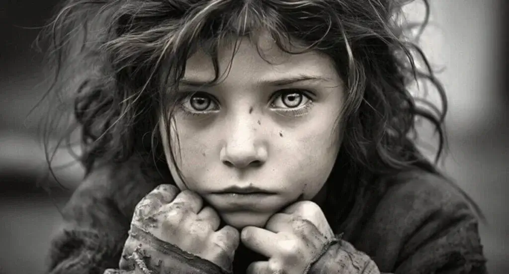Sad girl in a genocide
