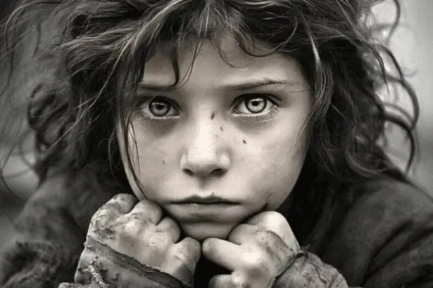 Sad girl in a genocide