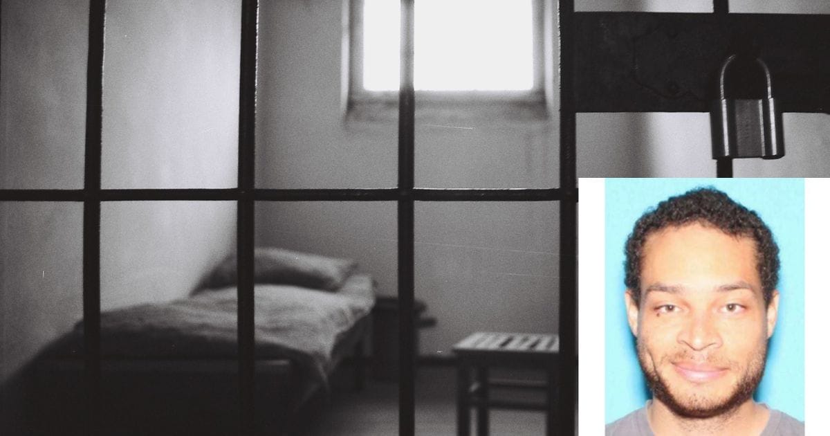 Prison cell background with photo of cole tomas allen in the corner
