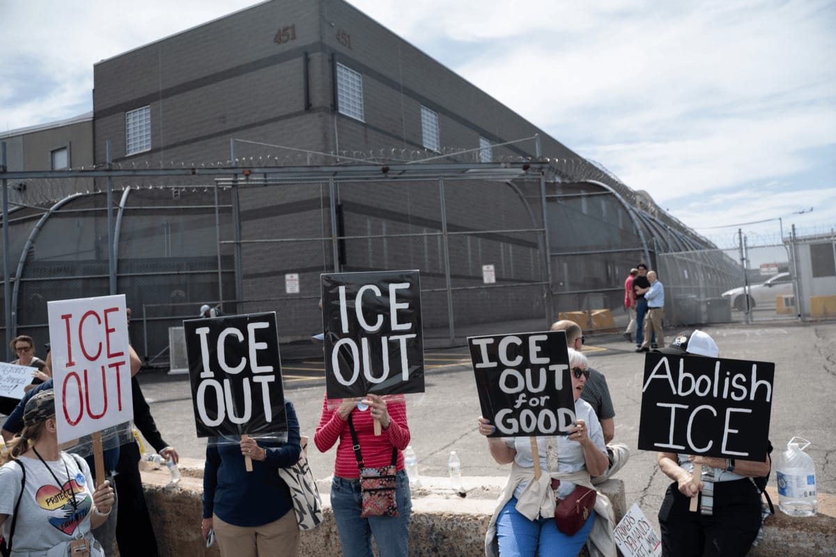 Protest at delaney hall in newark new jersey people there have died in ice custody