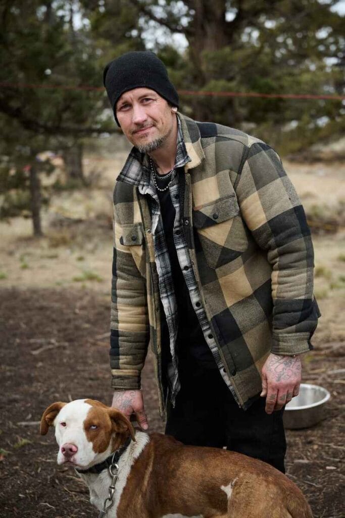 Man who lived in the encampment with his dog
