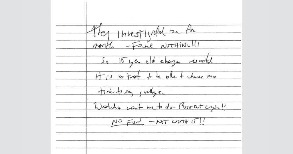 Epstein suicide note