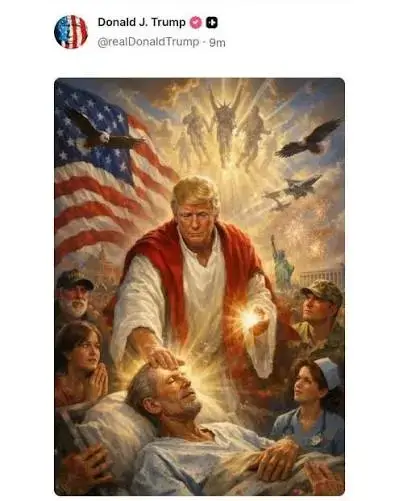 Trump’s truth social post of himself as jesus leaving maga