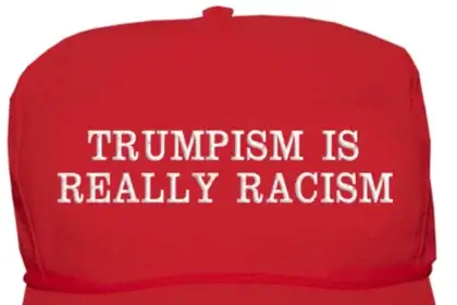 Maga hat that says trumpism is really racism. Justin pearson’s speech