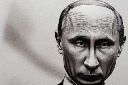 Black and white sketch of vladimir putin