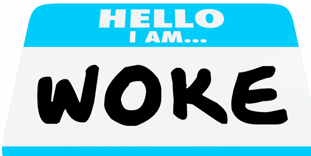 9e328c72 f208 47b2 9498 8ad2025cc058 edited Hello i am…nametag with woke on it. Don't look up