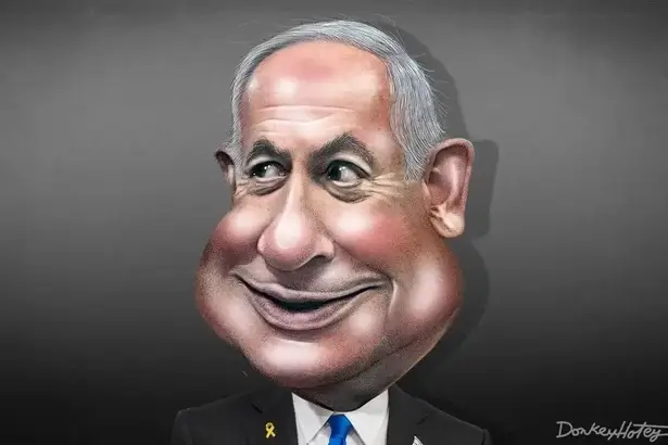 Caricature of israeli prime minister benjamin netanyahu