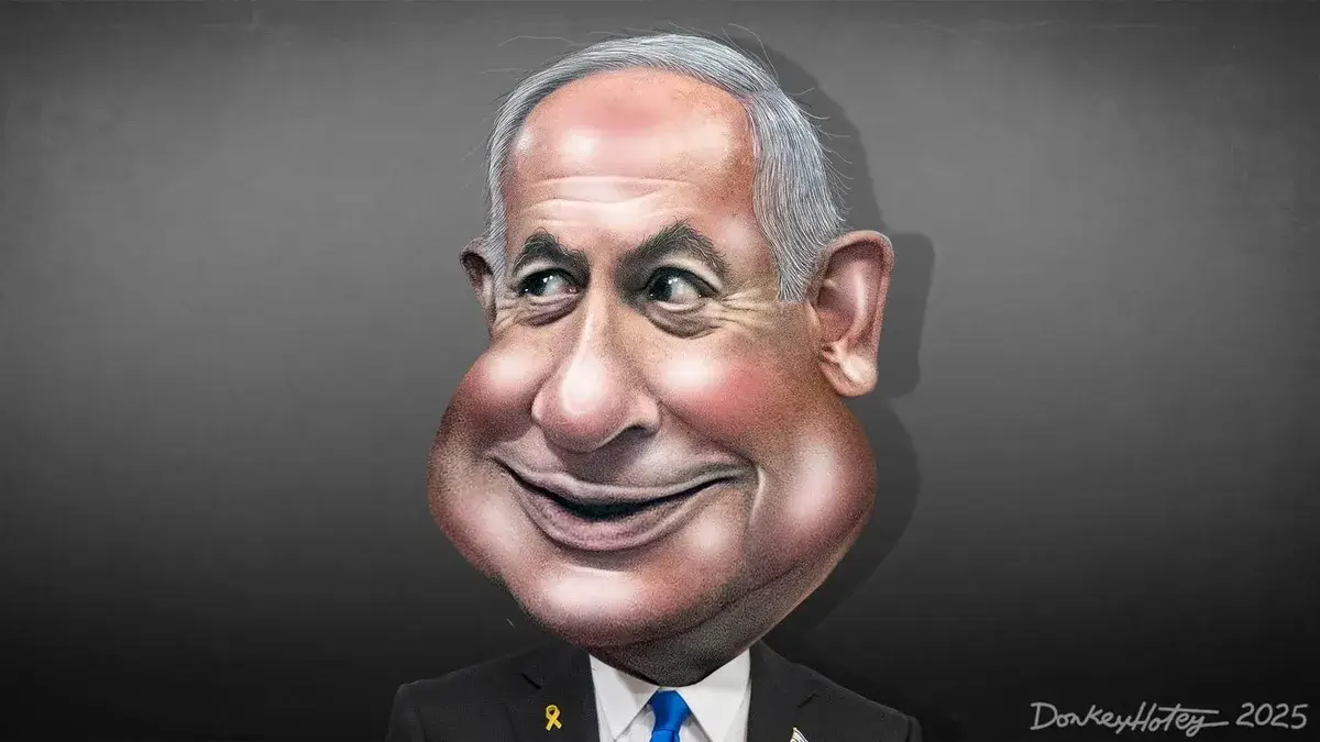 Caricature of israeli prime minister benjamin netanyahu