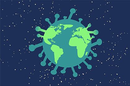 Cuts to usaid and the cdc causes outbreaks. Illustration of the planet as a virus