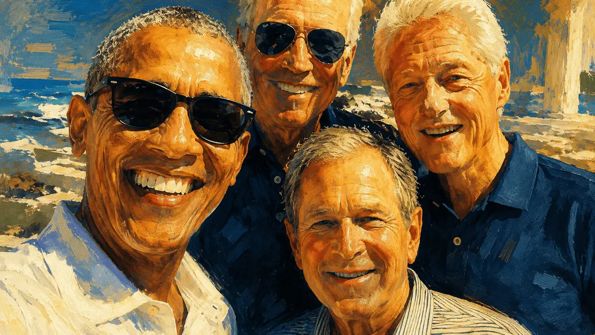 Former presidents acopella performance is just fun. Obama, bush, clinton, and biden