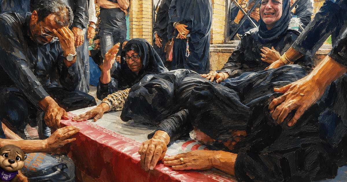 Funeral for a child killed in the bombing of a girls' school in iran