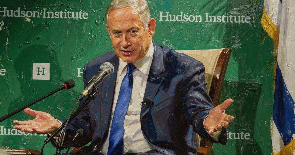 Benjamin netanyahu receives an award (painting style)