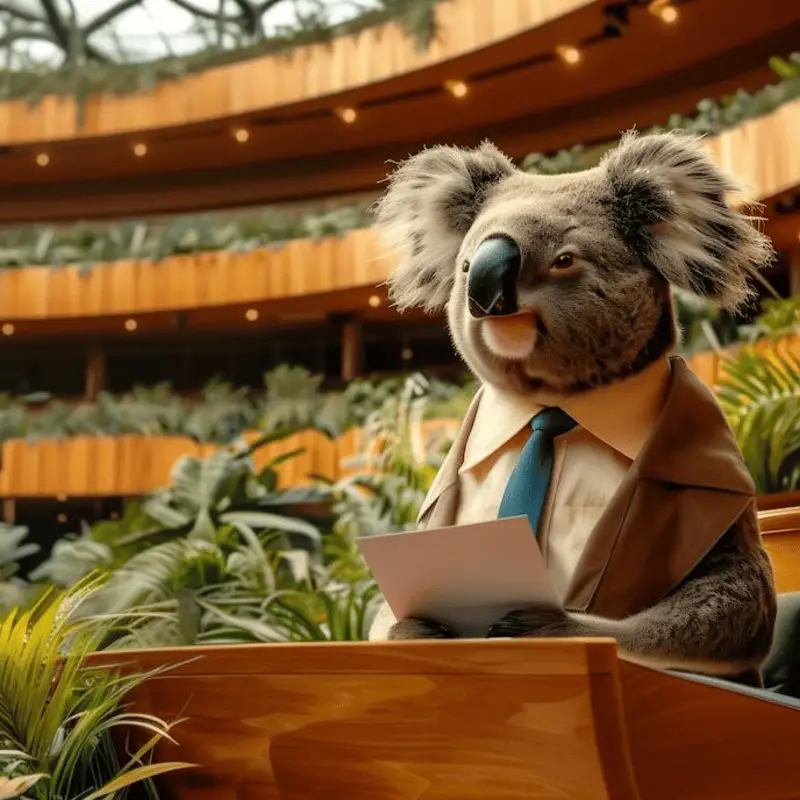 planetary democrats Planetary democrats image of a koala speaking at a podium.