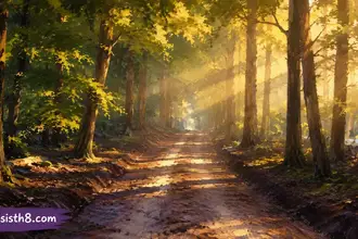 rights of nature, planetary parliament. A nature trail through the forest in Fall.