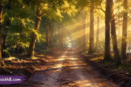 Rights of nature, planetary parliament. A nature trail through the forest in fall.