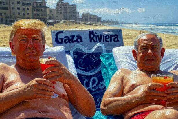 Image from the trump gaza video of trump and netanyahu lounging on the beach. The diplomatic tsunami doesn't include the u. S.