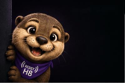 Pax the otter with an excited expression