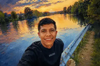 Painted photo of johan sebastián durán guerrero, the young father killed in the biddeford ice shooting.