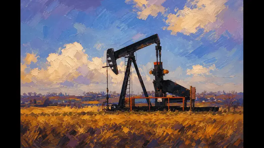 Oil drill in the field of a rural area