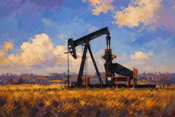 Oil drill in the field of a rural area