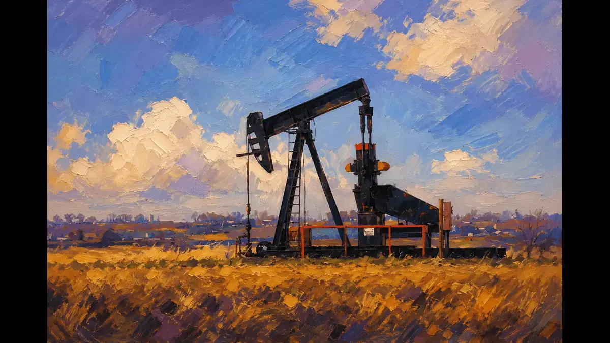 Oil drill in the field of a rural area