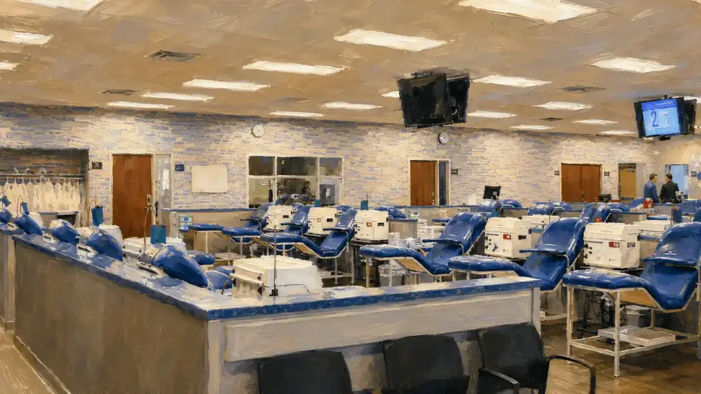 Americans in poverty. Donating plasma as a plasma donation centers like this one.