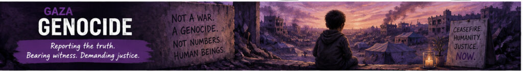 gaza genocide hub banner Genocide in gaza archive banner