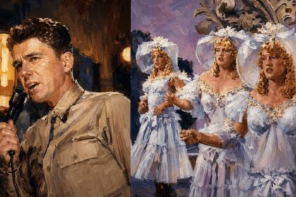 Ronald reagan in drag show from the wwii movie.