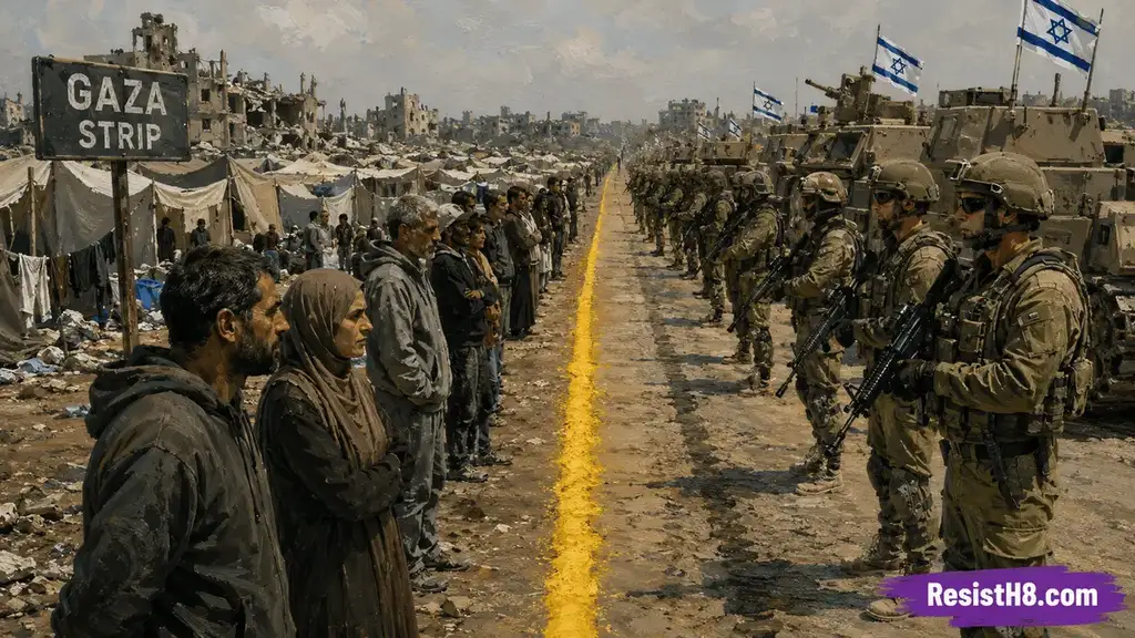 yellow line in gaza Peace plan for gaza. Split the strip with a yellow line.