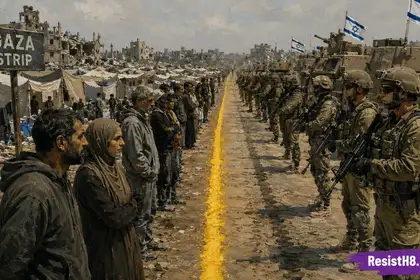 Peace plan for gaza. Split the strip with a yellow line.