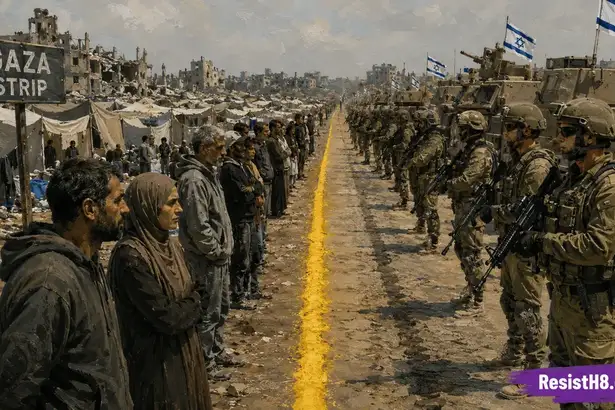 Peace plan for gaza. Split the strip with a yellow line.