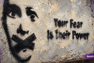 Free speech graffiti “your fear is their power” hr 4795 boycott israel lose financial aid