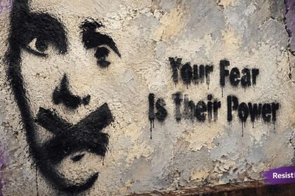 Free speech graffiti “your fear is their power” hr 4795 boycott israel lose financial aid